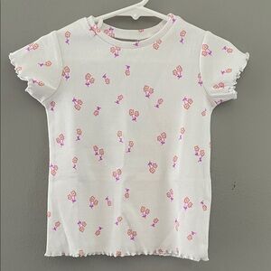 Zara Floral Print Kids Shirt - White and Pink
